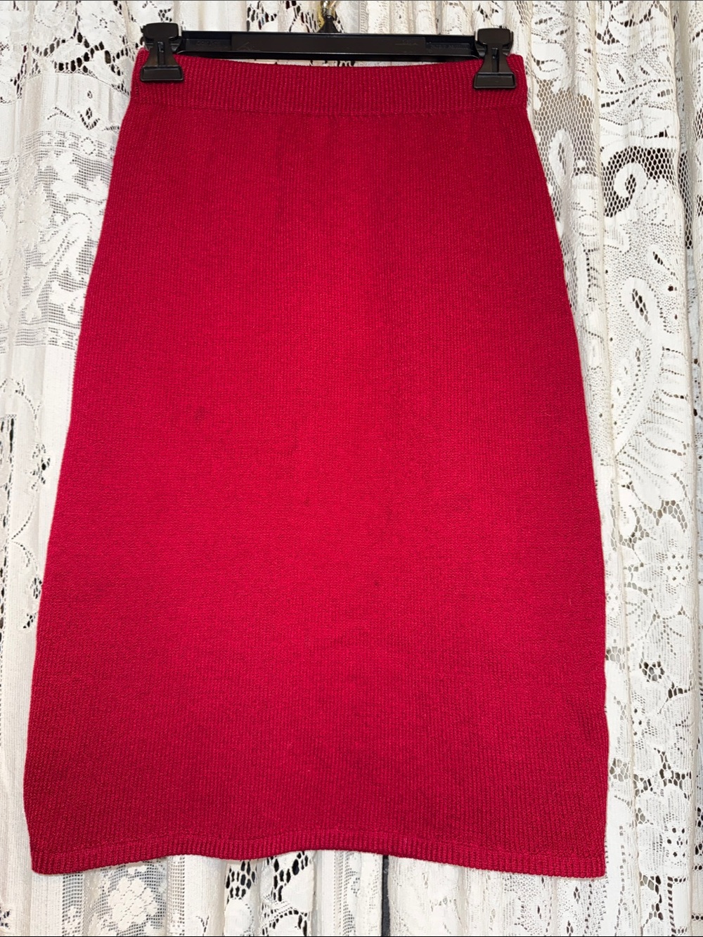 St. John Vibrant Red Knit Pencil Skirt